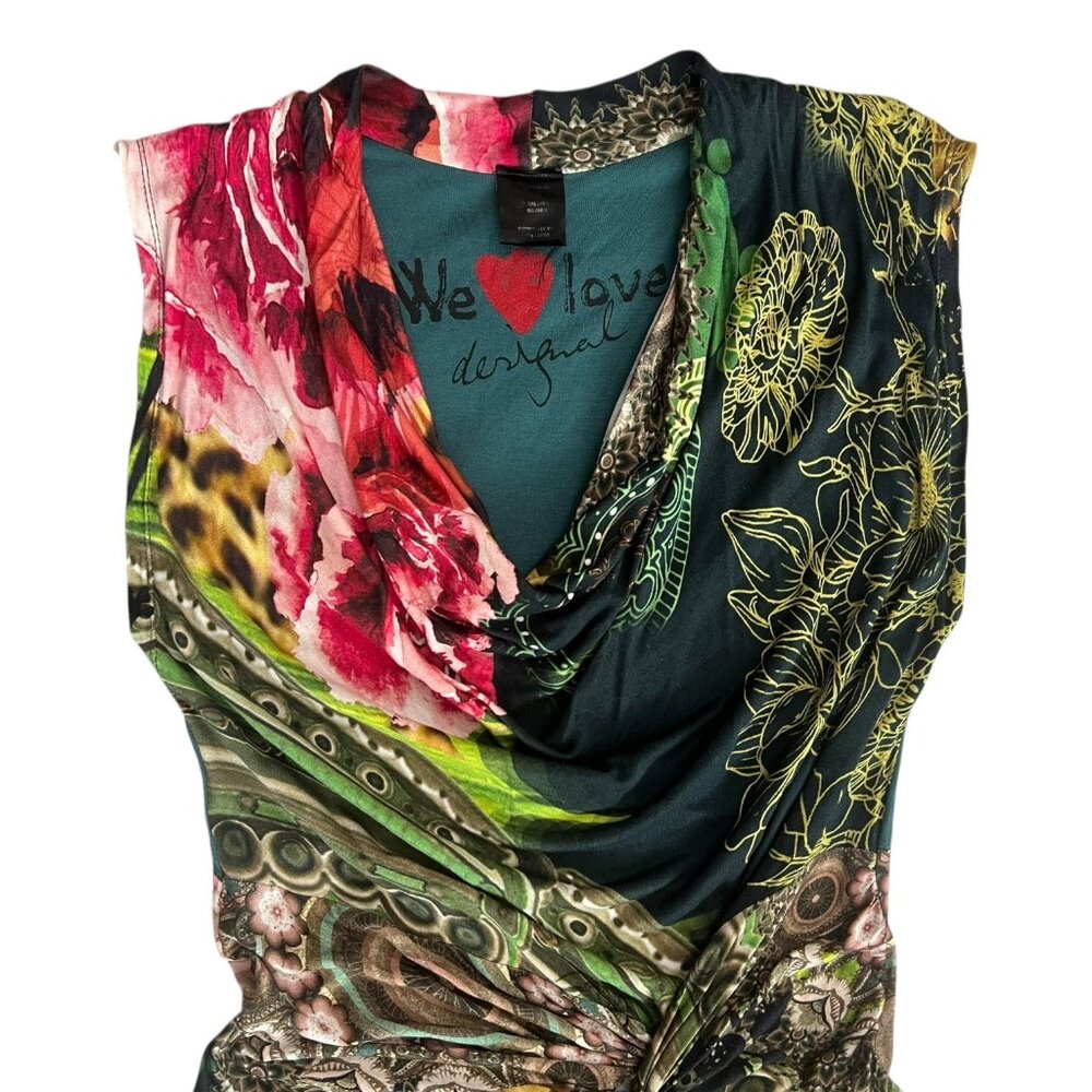 Desigual Floral Mini Dress in Black, Pink, Green - Picture 5 of 13
